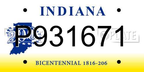 P931671 Indiana License Plate
