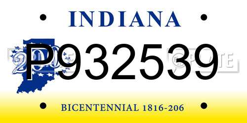 P932539 Indiana License Plate