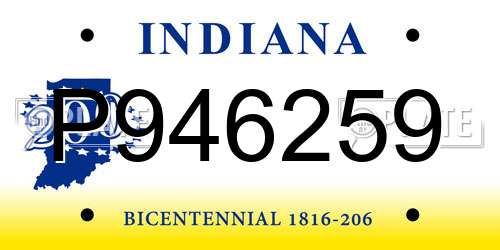 P946259 Indiana License Plate