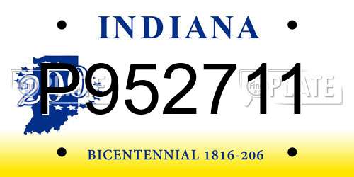 P952711 Indiana License Plate