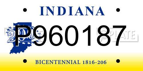 P960187 Indiana License Plate