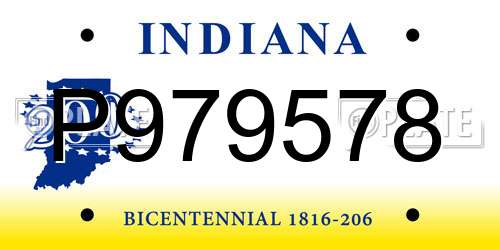 P979578 Indiana License Plate