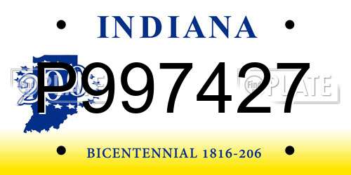 P997427 Indiana License Plate