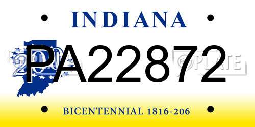 PA22872 Indiana License Plate