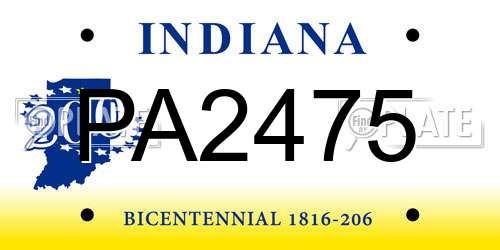 PA2475 Indiana License Plate