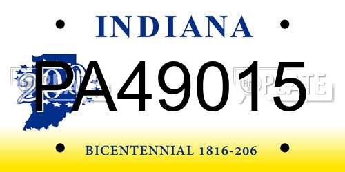 PA49015 Indiana License Plate