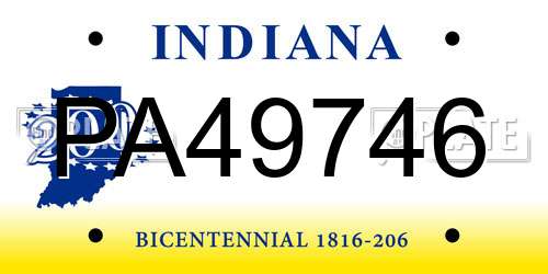 PA49746 Indiana License Plate