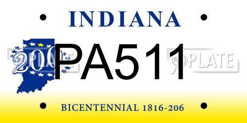 PA511 Indiana License Plate