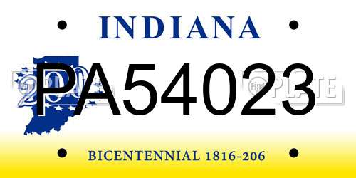 PA54023 Indiana License Plate