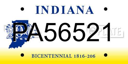 PA56521 Indiana License Plate