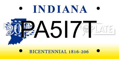 PA5I7T Indiana License Plate