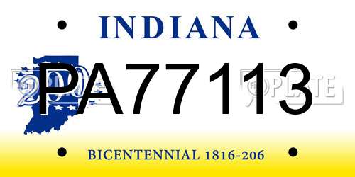 PA77113 Indiana License Plate