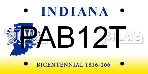 PAB12T Indiana License Plate