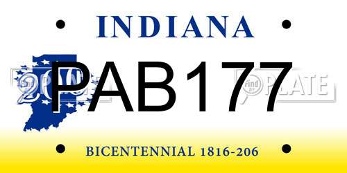 PAB177 Indiana License Plate