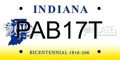 PAB17T Indiana License Plate