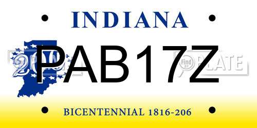 PAB17Z Indiana License Plate