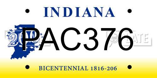 PAC376 Indiana License Plate