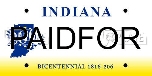 PAIDFOR Indiana License Plate