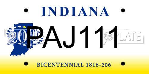 PAJ111 Indiana License Plate