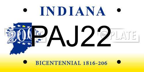 PAJ22 Indiana License Plate