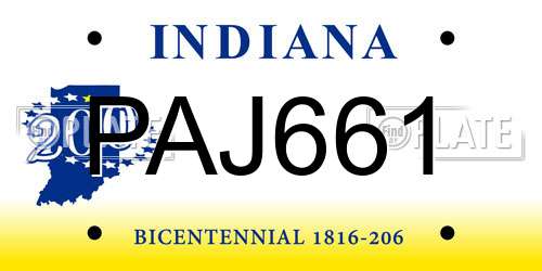 PAJ661 Indiana License Plate