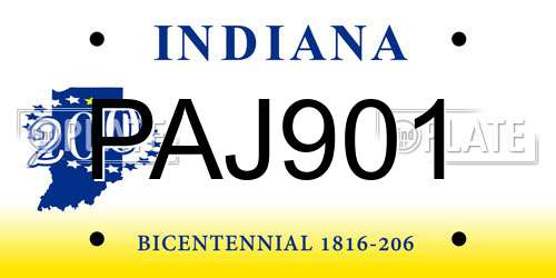 PAJ901 Indiana License Plate