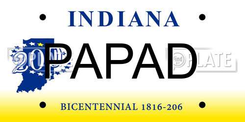 PAPAD Indiana License Plate