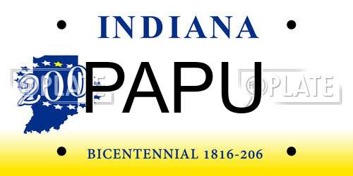 PAPU Indiana License Plate