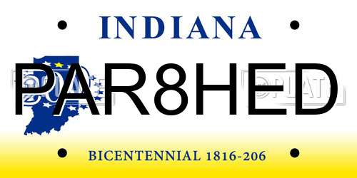 PAR8HED Indiana License Plate