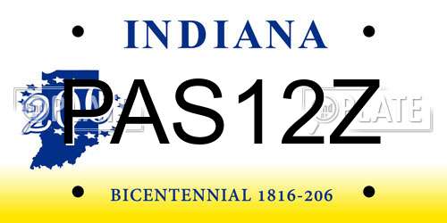 PAS12Z Indiana License Plate