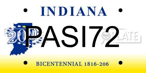 PASI72 Indiana License Plate