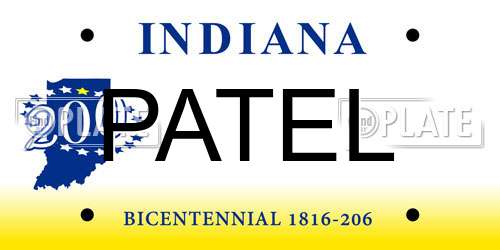 PATEL Indiana License Plate
