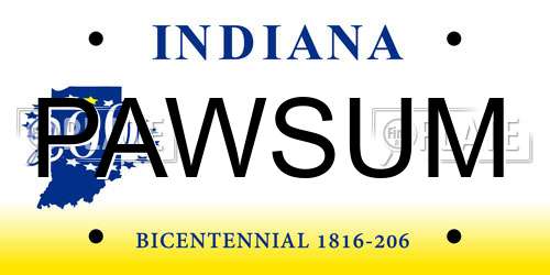 PAWSUM Indiana License Plate