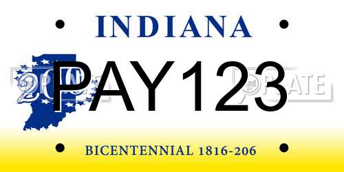PAY123 Indiana License Plate