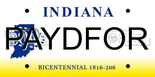 PAYDFOR Indiana License Plate