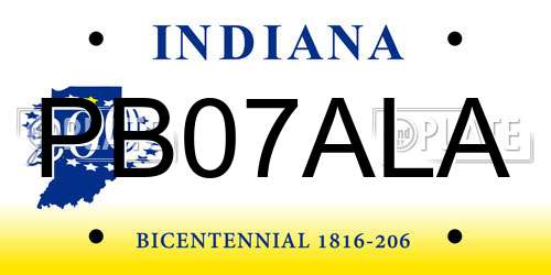PB07ALA Indiana License Plate
