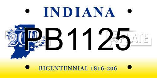 PB1125 Indiana License Plate