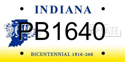 PB1640 Indiana License Plate