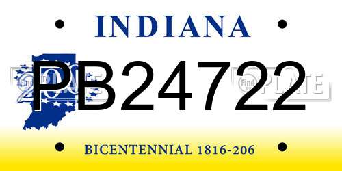 PB24722 Indiana License Plate