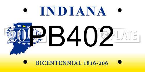 PB402 Indiana License Plate
