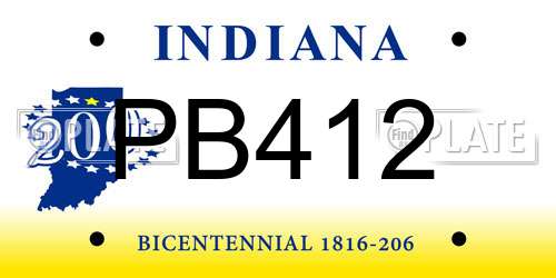 PB412 Indiana License Plate