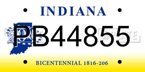 PB44855 Indiana License Plate