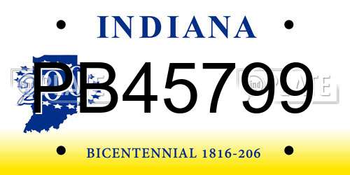 PB45799 Indiana License Plate