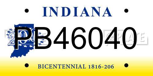 PB46040 Indiana License Plate