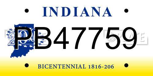 PB47759 Indiana License Plate