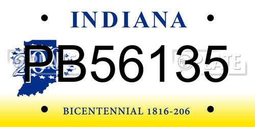 PB56135 Indiana License Plate
