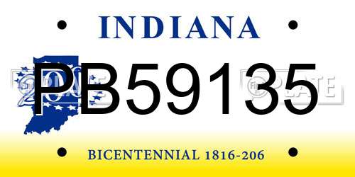 PB59135 Indiana License Plate