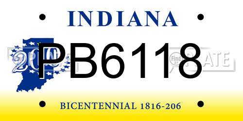 PB6118 Indiana License Plate