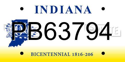 PB63794 Indiana License Plate