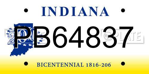 PB64837 Indiana License Plate